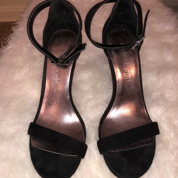 Madden Girl Shoes - Madden Girl Suede Strappy Black Heels
